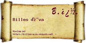 Billes Éva névjegykártya